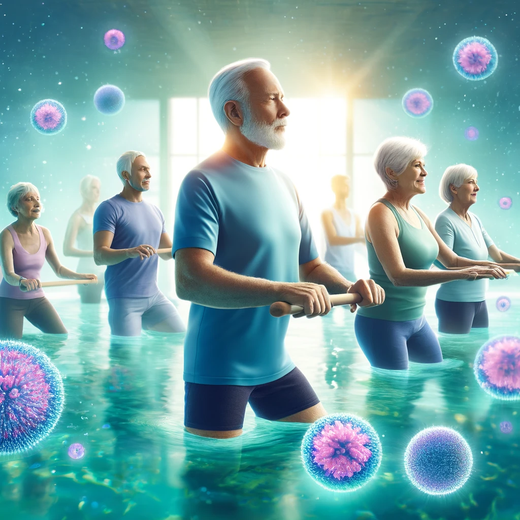 Regular participation in water aerobics can boost the immune system, which is particularly important for seniors whose immune function may decline with age. The physical activity involved in water aerobics stimulates the lymphatic system, which helps the body fight off infections and disease.
