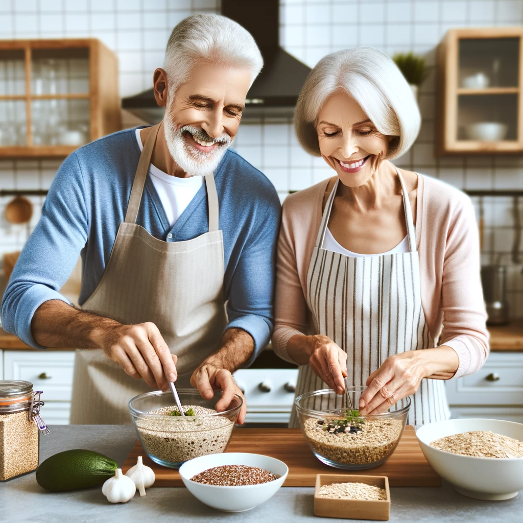 Whole grains like quinoa, barley, and oats are staples for maintaining high energy levels and digestive health. They provide seniors with complex carbohydrates, which are key for sustained energy throughout the day, unlike simple sugars that can lead to energy spikes and crashes. 