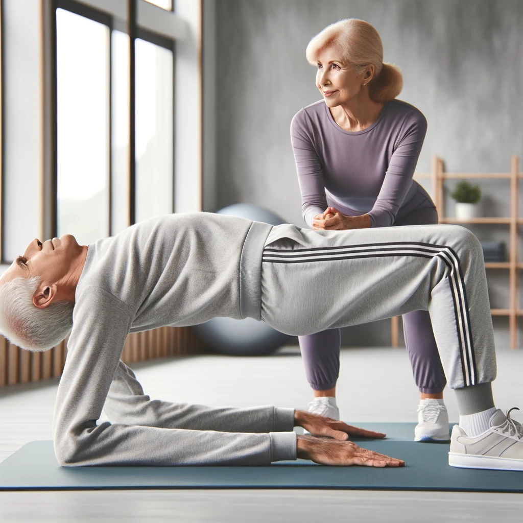  Bridging strengthens the lower back, glutes, and hamstrings, which are vital for posture support. This exercise enhances core stability and reduces the risk of lower back pain.
