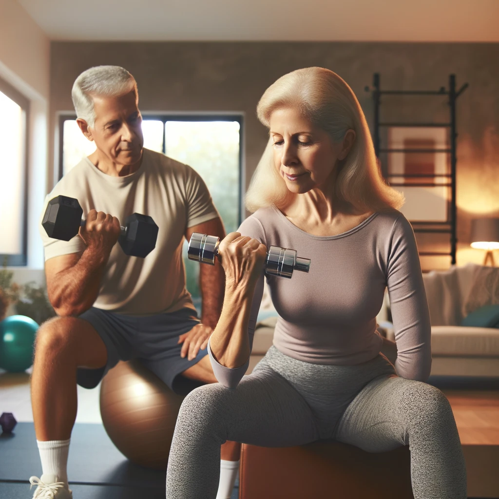 Engaging in strength training at least twice a week is essential for building muscle mass and strengthening bones, helping to combat the increased risk of osteoporosis. Using weights, resistance bands, or body-weight exercises can be highly effective.
